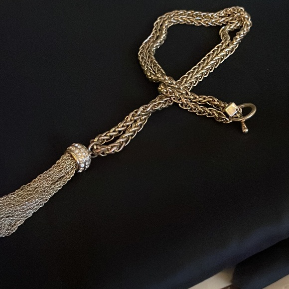 Banana Republic long 17 inch gold tone Tassel necklace Vintage Multi Strand - Picture 6 of 6